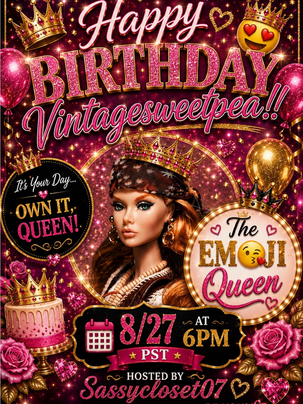 Celebrating our Vintagesweetpea on 8/27/2026 👠🥳😳🎂🍰🧁❤️